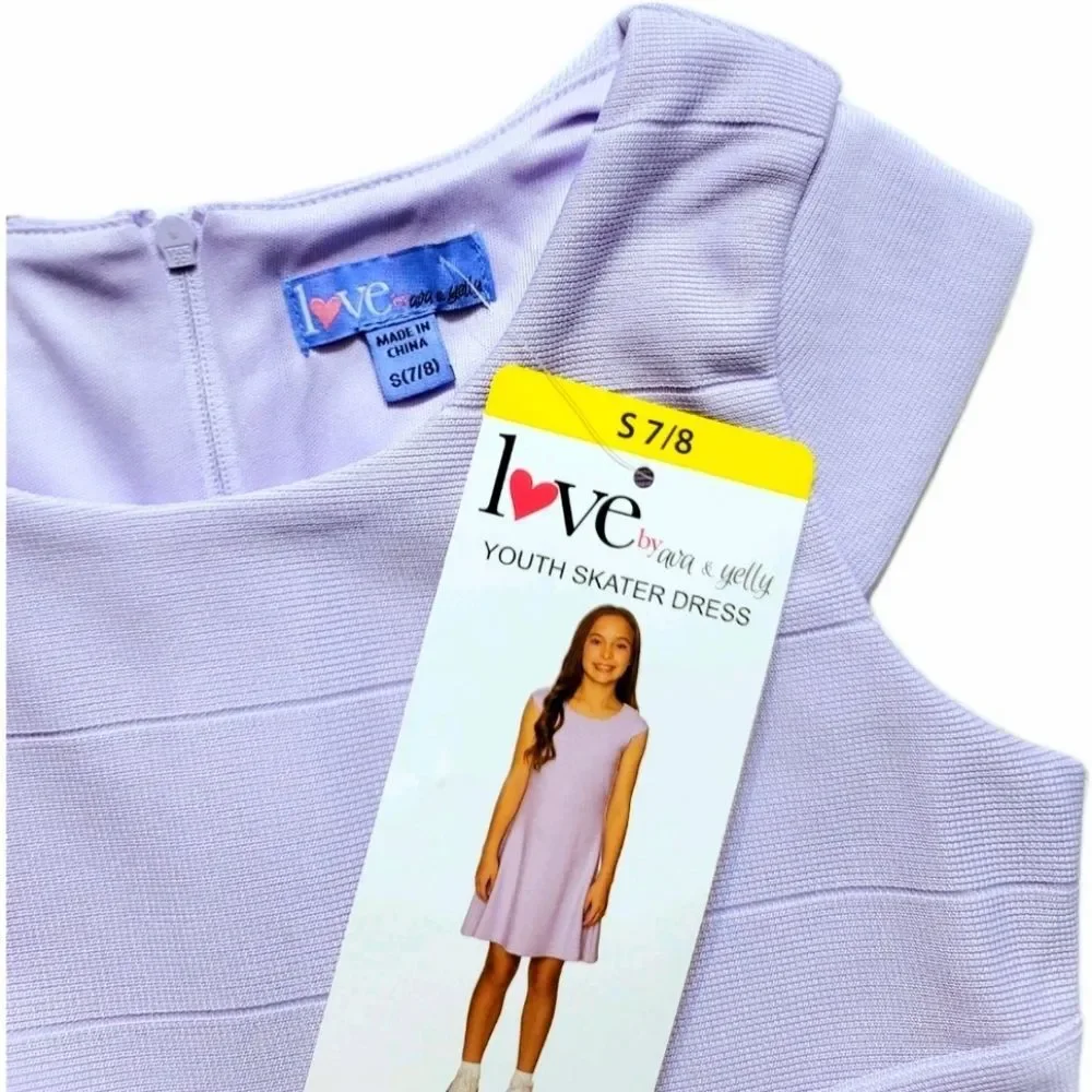 LOVE Ava & Yelly Preppy Purple A-line Skater Dress NWT Youth Girls S (7/8) Lined